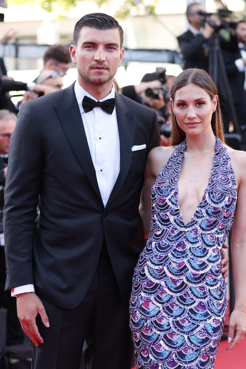 Marco Fantini and Beatrice Valli, wearing a mermaid-style Rami Kadi gown, attend the screening of 'Three Thousand Years of Longing' on May 20. Getty Images 