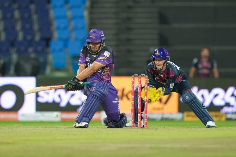 Hazratullah Zazai top-scored for Bangla Tigers in their nine-wicket win over Deccan Gladiators in the Abu Dhabi T10. Photo: Abu Dhabi T10