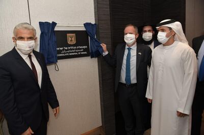 Yair Lapid inaugurates the general consulate of Israel in Dubai. Courtesy: Yair Lapid Twitter