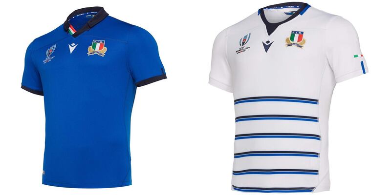 1: Italy – The away kit is an absolute triumph. It oozes Italian as much as a blaring rendition of Il Canto degli Italiani. I'm pretty sure the big forwards won't mind the bars highlighting their curves too much. The home shirt is classy and understated. Macron have knocked it out of the park.  Image via rugbyworldcup.com