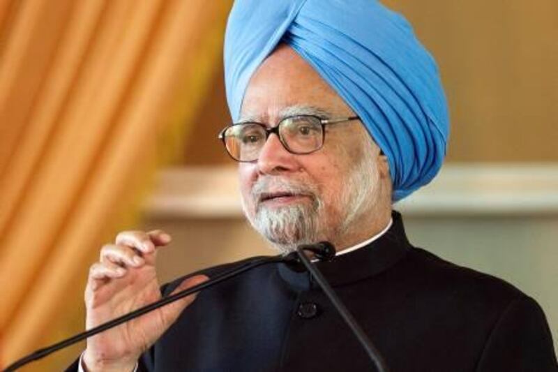 (FILES) In this photograph taken on November 8, 2010 Indian Prime Minister Manmohan Singh speaks during a press conference in New Delhi. India's Prime Minister Manmohan Singh promised on November 20, 2010 that anyone found guilty in a 40-billion-dollar telecommunications scandal that has shaken the country will be punished. "There should be no doubt in anyone's mind that if any wrong thing has been done by anybody he or she or will be brought to book," Singh said in a speech in New Delhi. AFP PHOTO/Jim WATSON

 *** Local Caption ***  699941-01-08.jpg