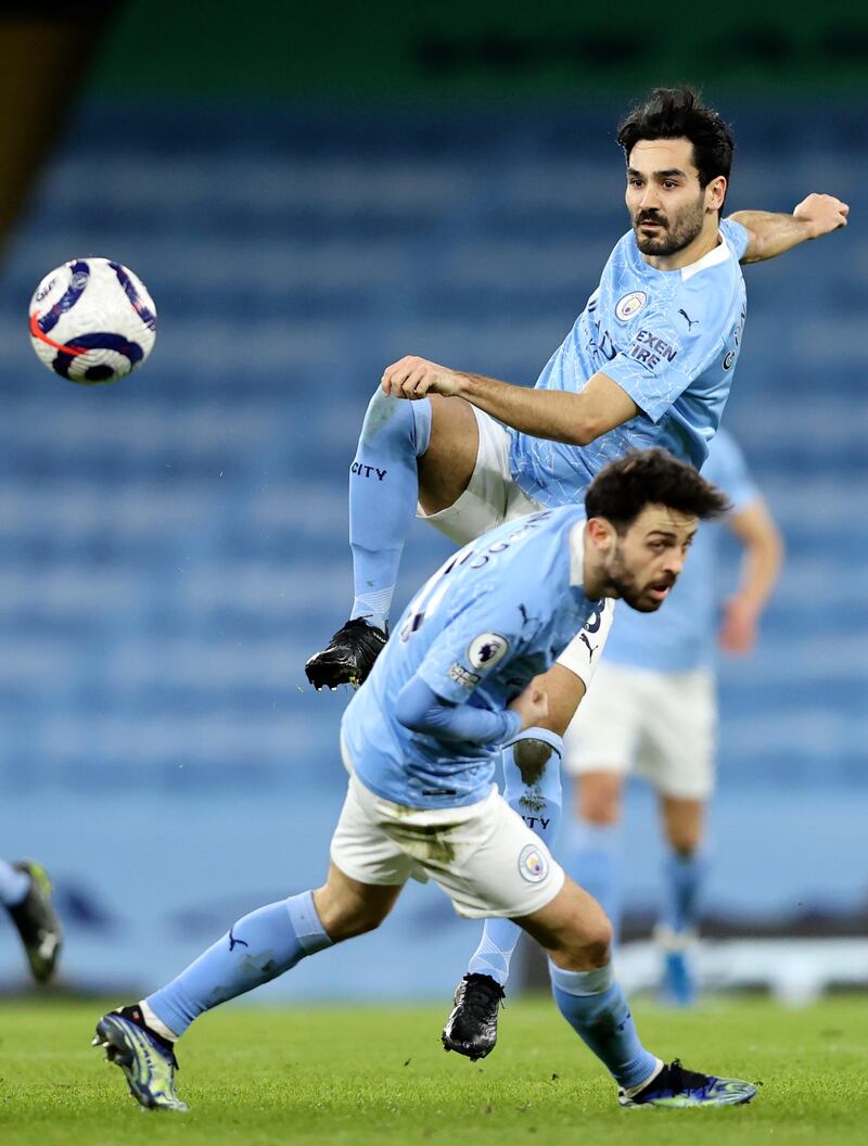 Ilkay Gundogan - 7, Had stages where he faded out of the game, but the German scored City’s third with an instinctive finish – displaying his anticipation. EPA