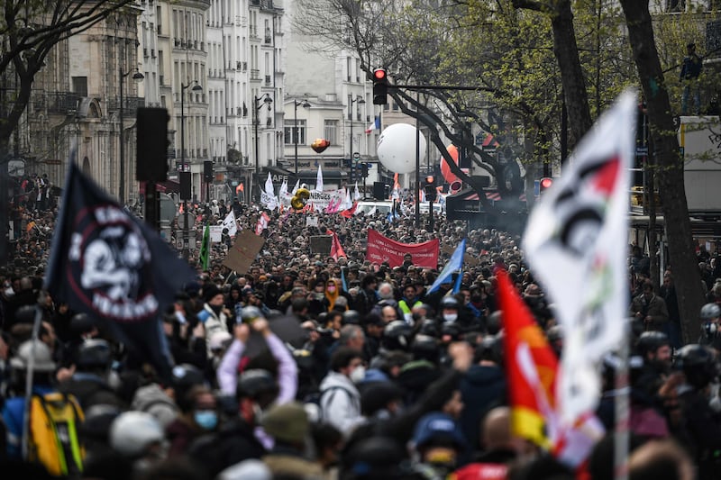 Protesters take part in a demonstration in Paris. AFP