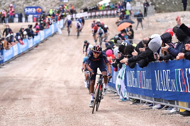 Colombia's Egan Bernal  on his way to victory in Stage 9 of the Giro. AFP