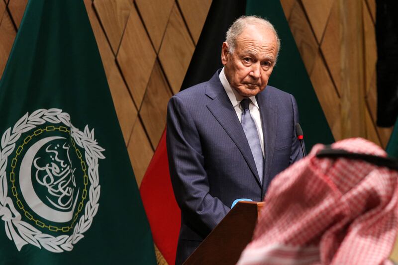 Arab League Secretary General Ahmed Aboul Gheit at a meeting of the foreign ministers of the member states in Kuwait City on January 30, 2022. AFP