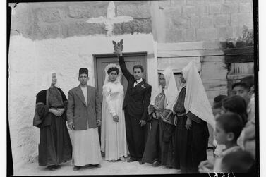 A photograph of a wedding ceremony in Bethlehem circa 1940 - 1946 is among the items in the museums that highlight the lives of Palestinians. Library of Congress / Museum of the Palestinian People