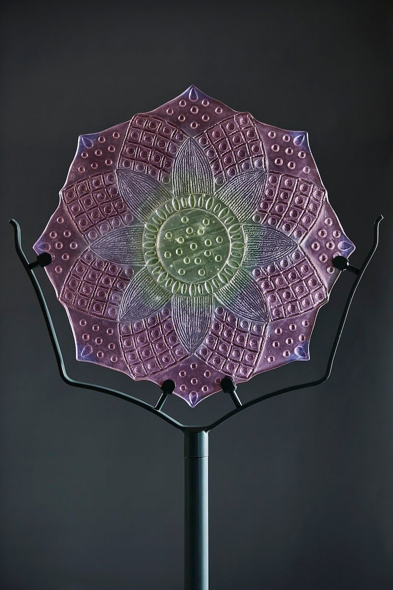 A Tudor rose, by glass artist Max Jacquard for the Superbloom exhibition at the Tower of London, as part of the platinum jubilee celebrations. Photo: Max Jacquard