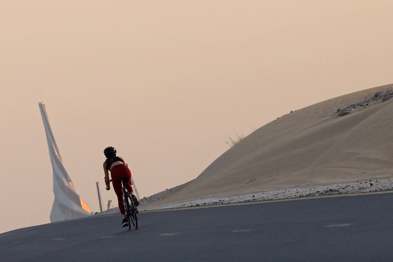 Al Qudra cycling track is the longest circuit in Dubai. AFP