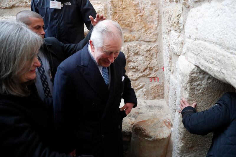 Prince Charles visits the Mosque of Omar. AP Photo