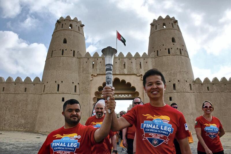 Torch runners at Al Jahili Fort in Al Ain. Courtesy MOI