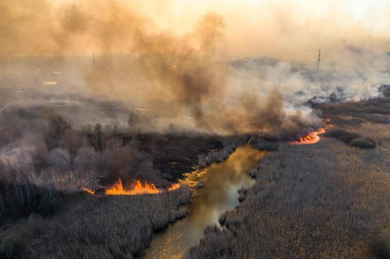 A period of unusually dry weather preceded the fire. AFP