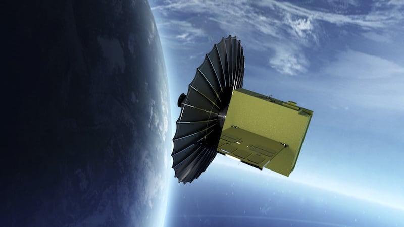 A rendering of a planned satellite as part of the Sirb radar satellite constellation. Sirb translates to flock of birds. Photo: UAE Government Media Office