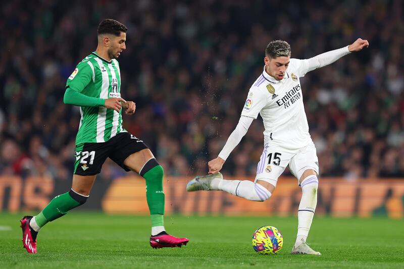 Federico Valverde of Real Madrid passes the ball. Getty Images