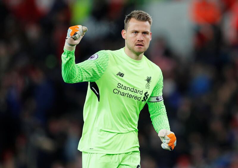 Soccer Football - Premier League - Stoke City vs Liverpool - bet365 Stadium, Stoke-on-Trent, Britain - November 29, 2017   Liverpool's Simon Mignolet celebrates after Sadio Mane scores their first goal    REUTERS/Eddie Keogh    EDITORIAL USE ONLY. No use with unauthorized audio, video, data, fixture lists, club/league logos or "live" services. Online in-match use limited to 75 images, no video emulation. No use in betting, games or single club/league/player publications. Please contact your account representative for further details.