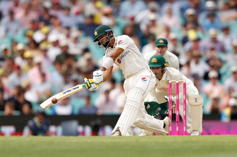Pakistan's Aamer Jamal on his way to a score of 82 off 97 balls on the first day of the third Test against Australia at the Sydney Cricket Ground on January 3, 2024. Getty Images