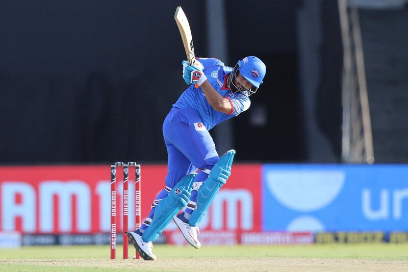 Rishabh Pant of Delhi Capitals  plays a shot during match 42 of season 13 of the Dream 11 Indian Premier League (IPL) between the Kolkata Knight Riders and the Delhi Capitals at the Sheikh Zayed Stadium, Abu Dhabi  in the United Arab Emirates on the 24th October 2020.  Photo by: Pankaj Nangia  / Sportzpics for BCCI
