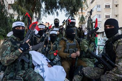 Hamas fighters in Gaza city. AFP