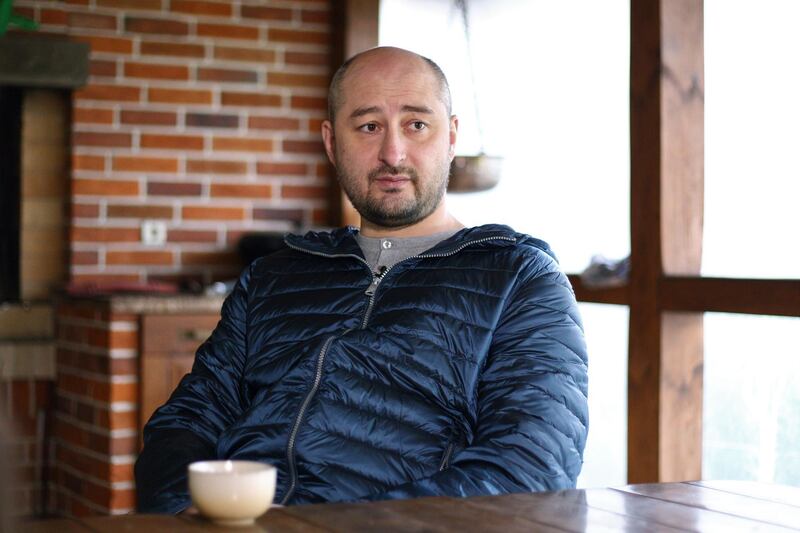 A file picture provided on May 29, 2018 shows Russian journalist Arkadiy Babchenko on November 14, 2017 in Kiev. A Russian journalist who wrote for opposition media was shot dead on May 28, 2018 in Kiev, Ukrainian police said. Arkadi Babchenko was shot in his apartment building in the Ukrainian capital. 
 - 
 / AFP / Vitaliy NOSACH
