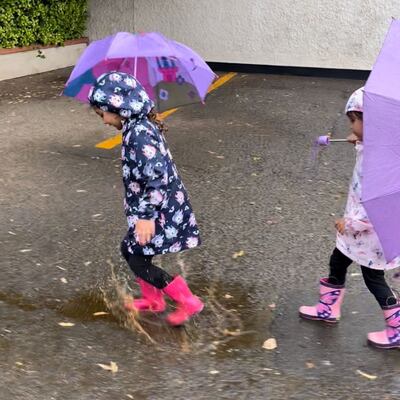 Children play in the rain in Jeddah on Saturday afternoon. Mariam Nihal / The National