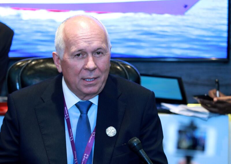 Abu Dhabi, United Arab Emirates, 2/18/19, , INTERNATIONAL DEFENCE EXHIBITION AND CONFERENCE 2019 (IDEX) day 2.--  CEO of Rostec, Sergey Chemezov
 Victor Besa / The National.
