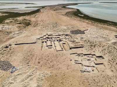 A drone shot of the monastery, including a single-aisled church, refectory, cistern, storeroom and kitchen. The nearby courtyard building, lower right, may be an abbot’s house or ‘bishop’s palace.’ Photo: Umm Al Quwain's Department of Tourism and Archaeology