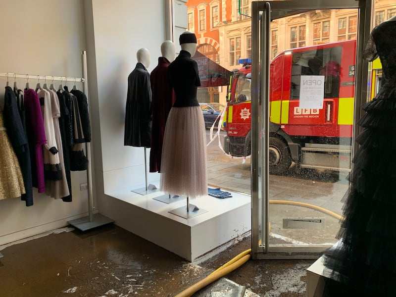 The Azagury dress shop in Knightsbridge was damaged by floods on Tuesday. Photo: Laura O'Callaghan / The National