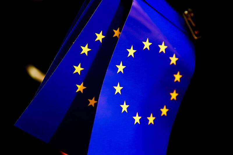 epa07546733 The EU flag during an 'Open Day' for the public to visit the EU Commission headquarters in Brussels, Belgium, 04 May 2019. EU institutions in Brussels opened their doors to the public on 04 May to celebrate 'Europe Day'.  EPA/STEPHANIE LECOCQ