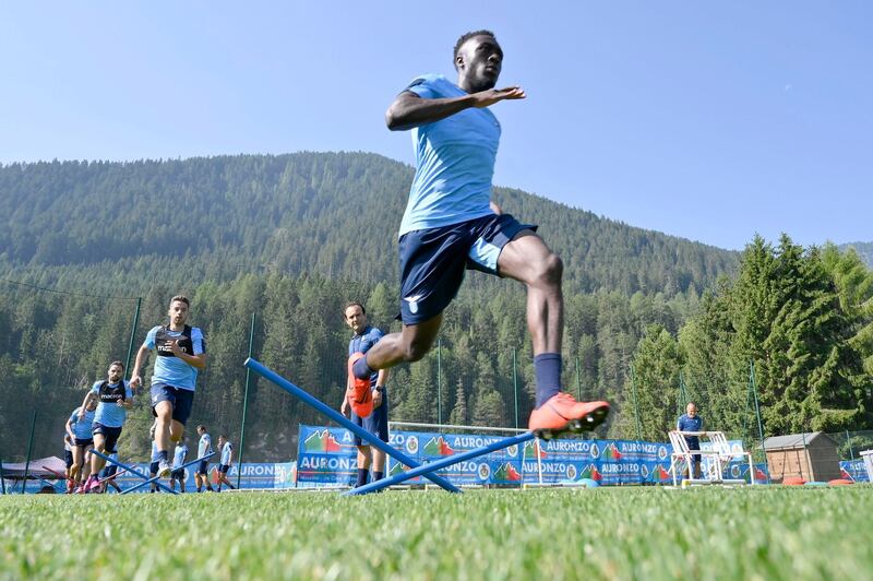 AURONZO DI CADORE, ITALY - JULY 24:  Bobby Adekanye of SS Lazio during the SS Lazio pre-season training camp on July 24, 2019 in Auronzo di Cadore, Italy.  (Photo by Marco Rosi/Getty Images)