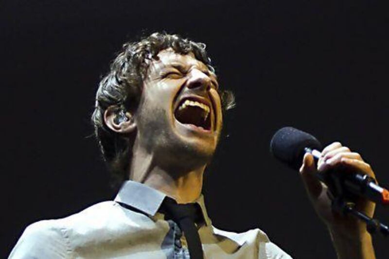Gotye's songs were supplemented by animated projections on the backdrop. Kippa Paul Bergen / AFP