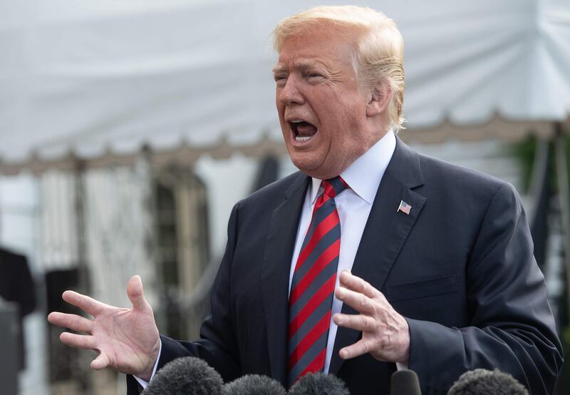 (FILES) In this file photo taken on June 8, 2018 US President Donald Trump speaks to the press before departing the White House for the G7 summit in Washington, DC. US President Donald Trump on June 13, 2018 accused the Organization of Petroleum Exporting Countries of driving up oil prices, in a fresh swipe at the cartel's agreement to cap production. "Oil prices are too high, OPEC is at it again. Not good!" he wrote on Twitter.Oil prices peaked in late May, hitting the $80 per barrel ceiling on the Brent futures contract and $72.24 on the West Texas Intermediate.Traders are holding their breath for the June 22 meeting of oil ministers from OPEC member states in Vienna. 
 / AFP / NICHOLAS KAMM
