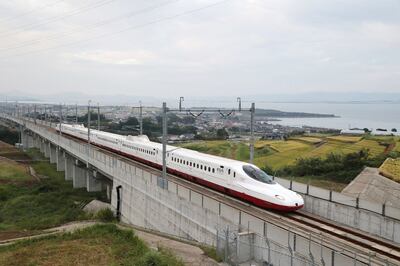 The new Shinkansen line passes by Omura Bay on Japan's Kyushu island. AFP