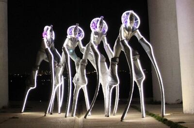 Performers on stilts dressed as aliens will perform during the French National Day celebrations at Expo 2020 Dubai on October 2. Photo: French pavilion