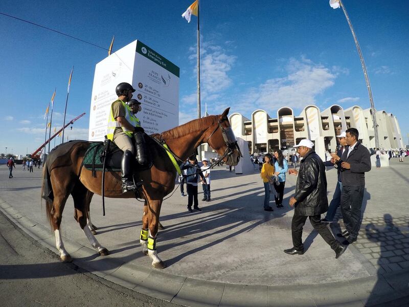 Crowds and security at Zayed Sports City.