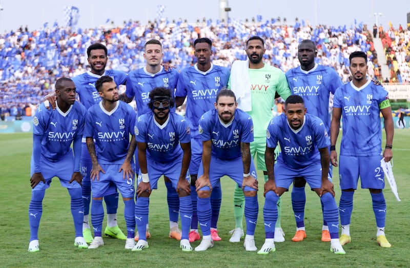 The Al Hilal starting XI before the game. Getty