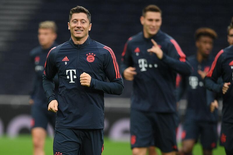 Bayern Munich's Polish forward Robert Lewandowski attends a training session. AFP