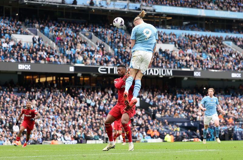 Erling Haaland scores Manchester City's second goal. Getty Images