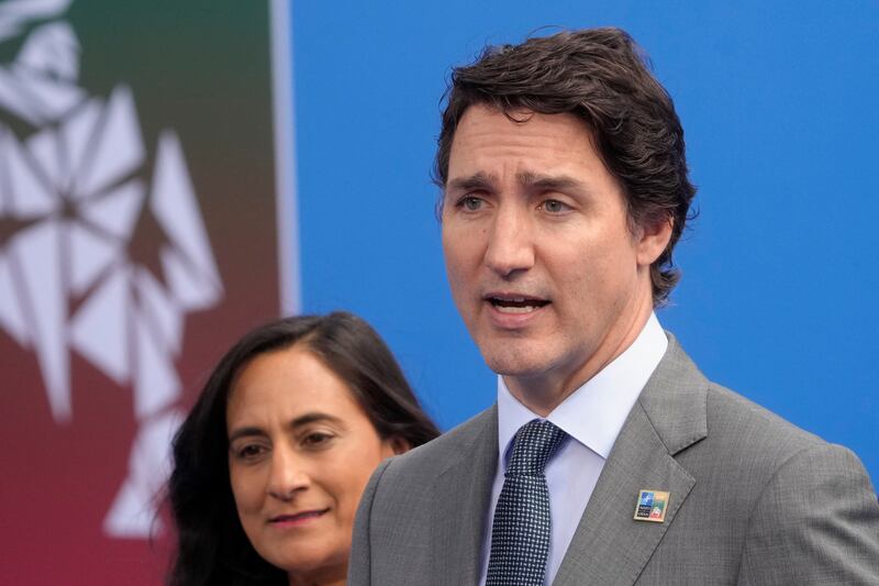 Canada's Prime Minister Justin Trudeau address the media. Reuters