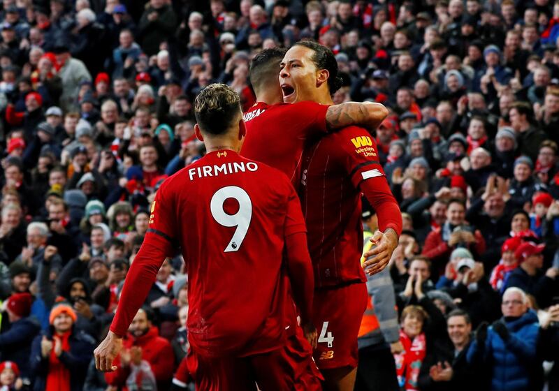 Liverpool's Virgil van Dijk celebrates. Reuters