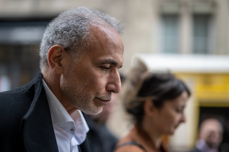 Tariq Ramadan arrives on the second day of his trial in Geneva court house. AFP