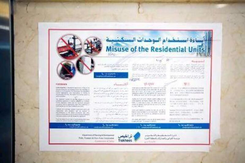 The posters warn that overcrowding of homes breaches fire regulations and could result in 'overloading' of utilities.