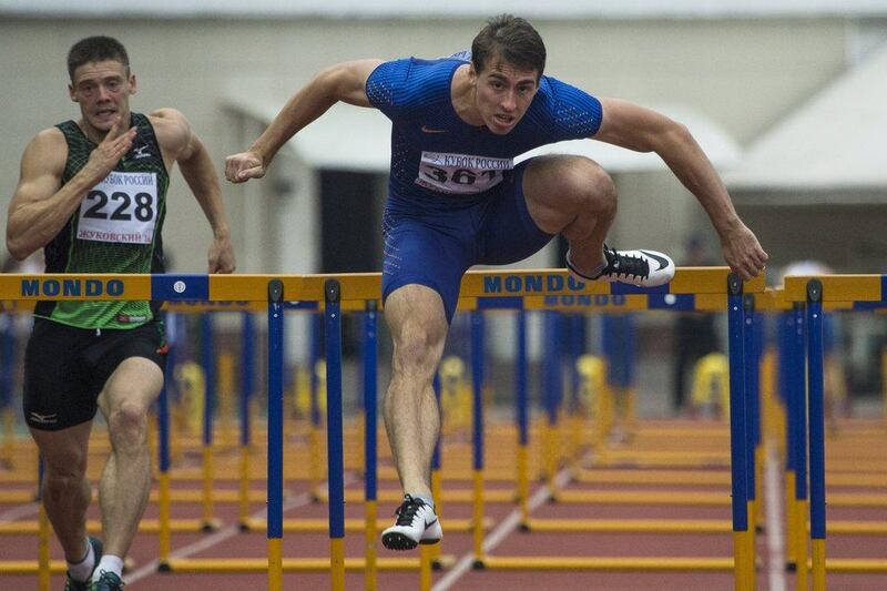 World hurdles champion Sergei Shubenkov. (AP Photo/Pavel Golovkin)