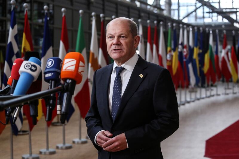 Olaf Scholz, the German Chancellor, at the EU leaders' summit in Brussels, Belgium, on Monday. Bloomberg