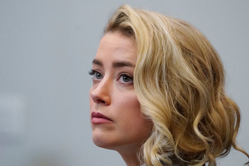 Actor Amber Heard watches the jury arrive for day 20 of the case. Reuters