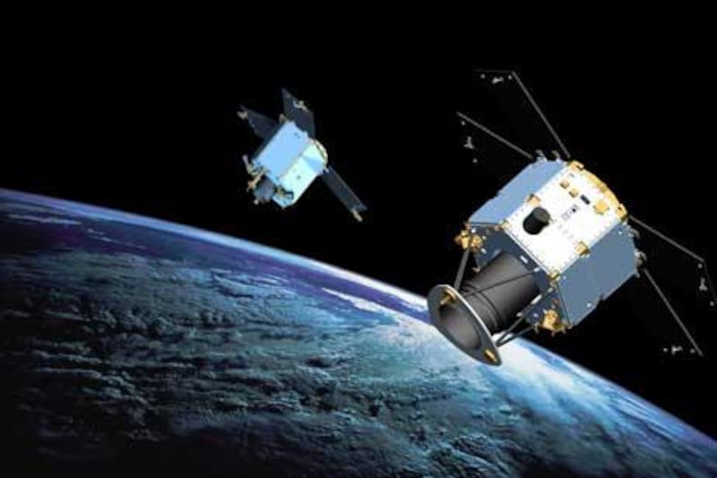 Illustration of the EIAST Dubaisat satellites.