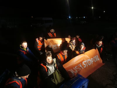 Activists from Just Stop Oil staged blockades at 10 oil depots across England on Friday. Photo: Just Stop Oil