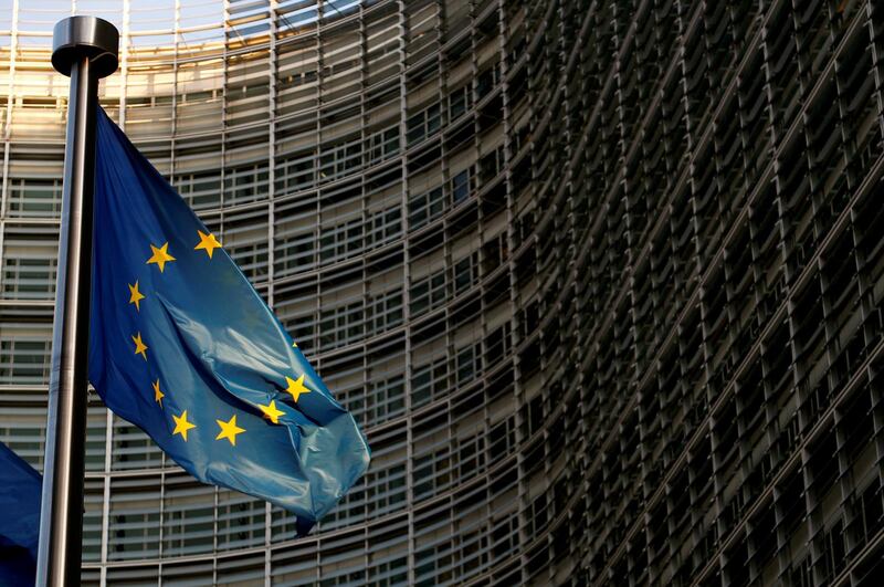 FILE PHOTO: A European Union flag is seen outside the EU Commission headquarters in Brussels, Belgium November 14, 2018.  REUTERS/Francois Lenoir//File Photo