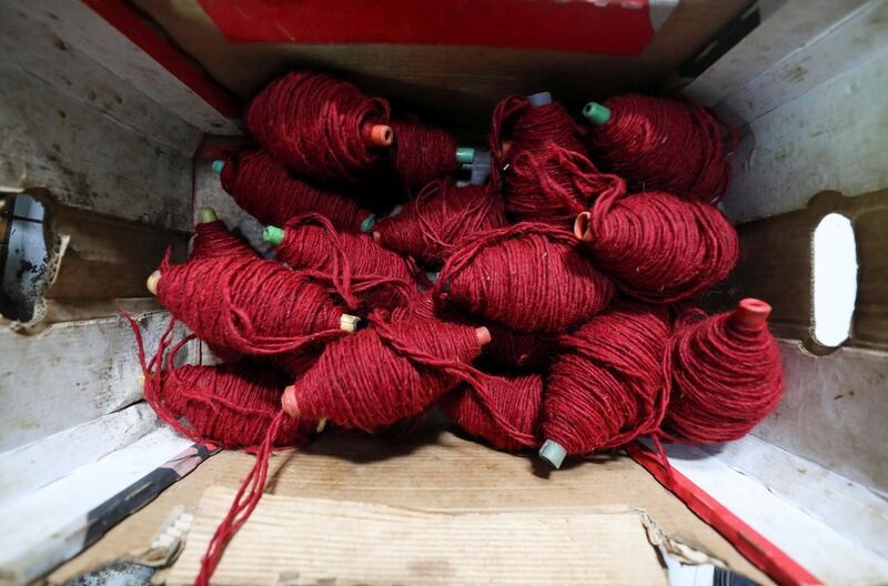 Yarn used to weave rugs at a textile workshop in the village of Atmida, in Dakahliya governorate, Egypt. Reuters