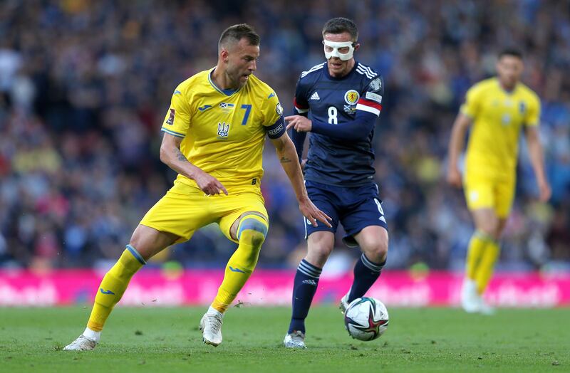 Callum McGregor – 7. Had a combative start but accidentally touched the ball into Yarmolenko’s path for an early chance. Saw a decent shot blocked. Scored the goal that gave Scotland hope, and then made a superb tackle on Artem Dovbyk. EPA
