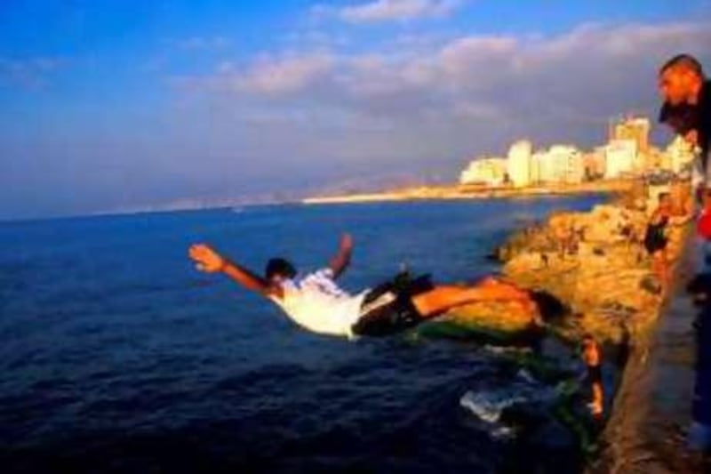 Diving at the corniche, Beirut.

