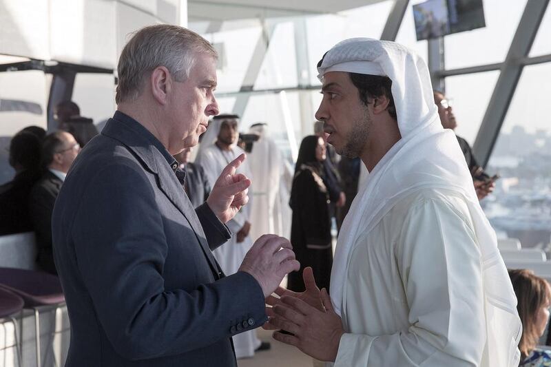 Sheikh Mansour bin Zayed, Deputy Prime Minister and Minister of Presidential Affairs, with Prince Andrew, Duke of York. Ryan Carter / Crown Prince Court - Abu Dhabi